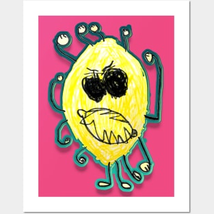 Crazy Lemon with neon highlights Posters and Art